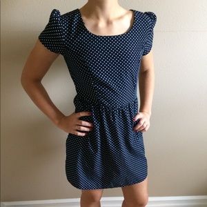 Navy blue polka dot dress